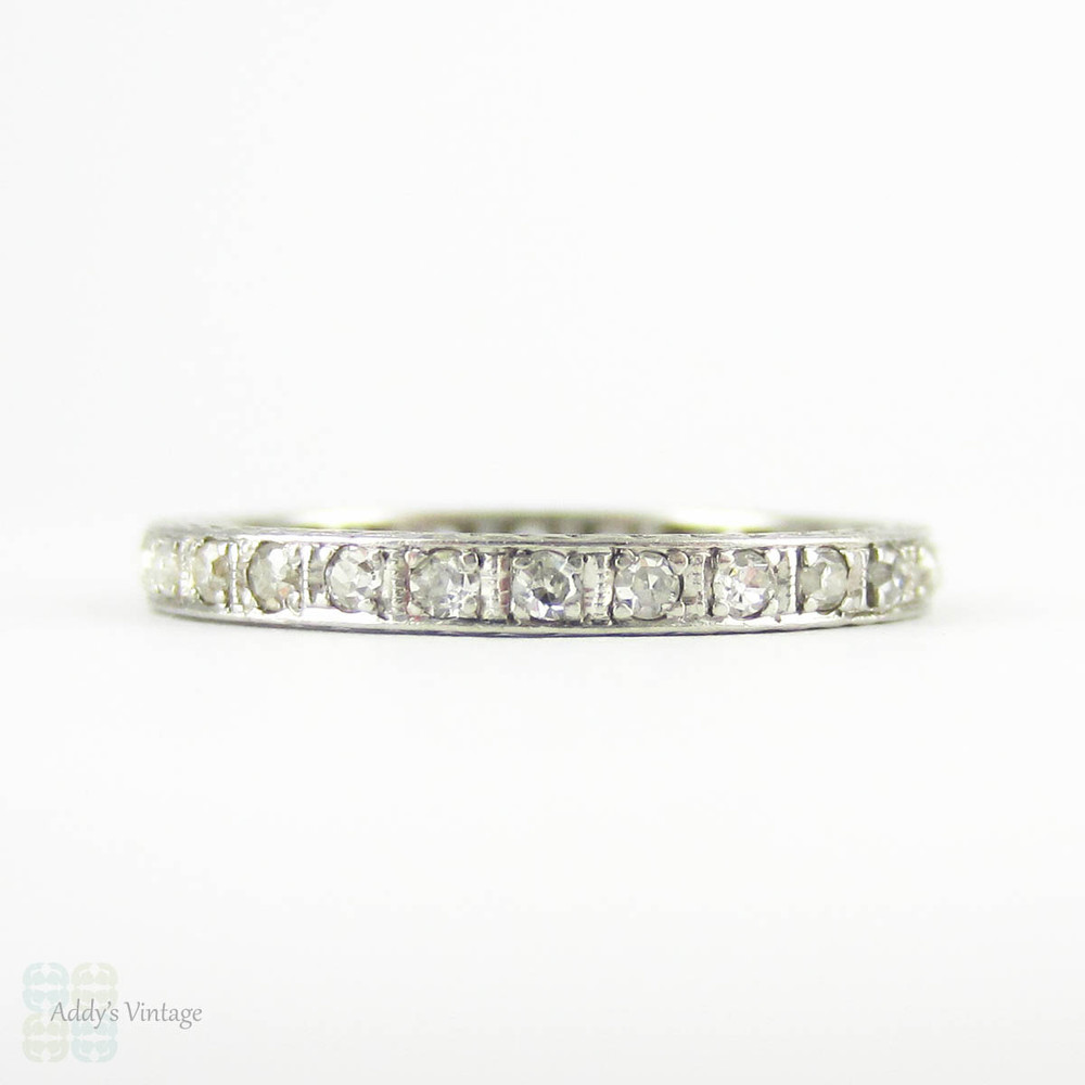 Art Deco Style French-Cut Diamond Platinum Eternity Band - Size 6 3/4