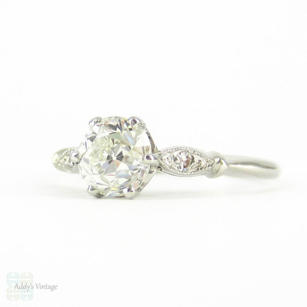 Antique Old Cut Diamond Engagement Ring, 0.69 Carat Old Mine Cut Diamond in Delicate Platinum Setting. Circa 1890s.