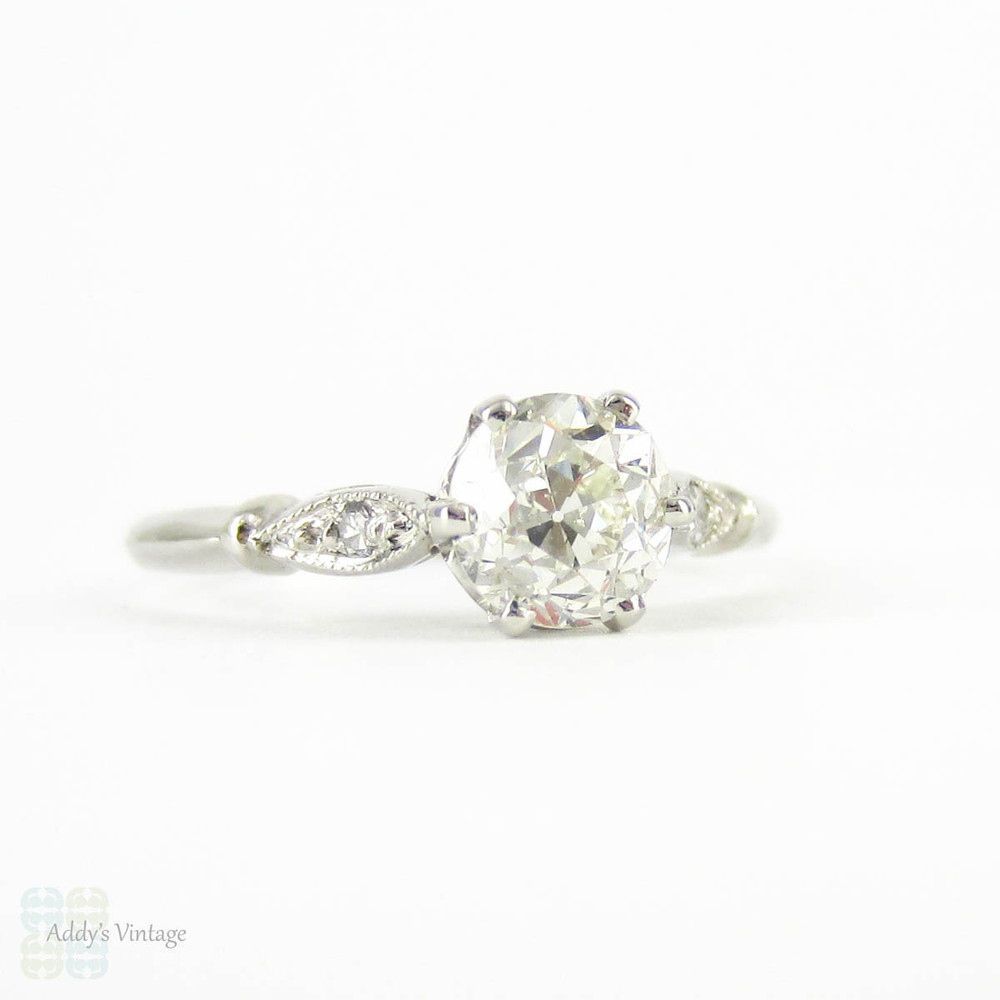 Antique Old Cut Diamond Engagement Ring, 0.69 Carat Old Mine Cut Diamond in Delicate Platinum Setting. Circa 1890s.