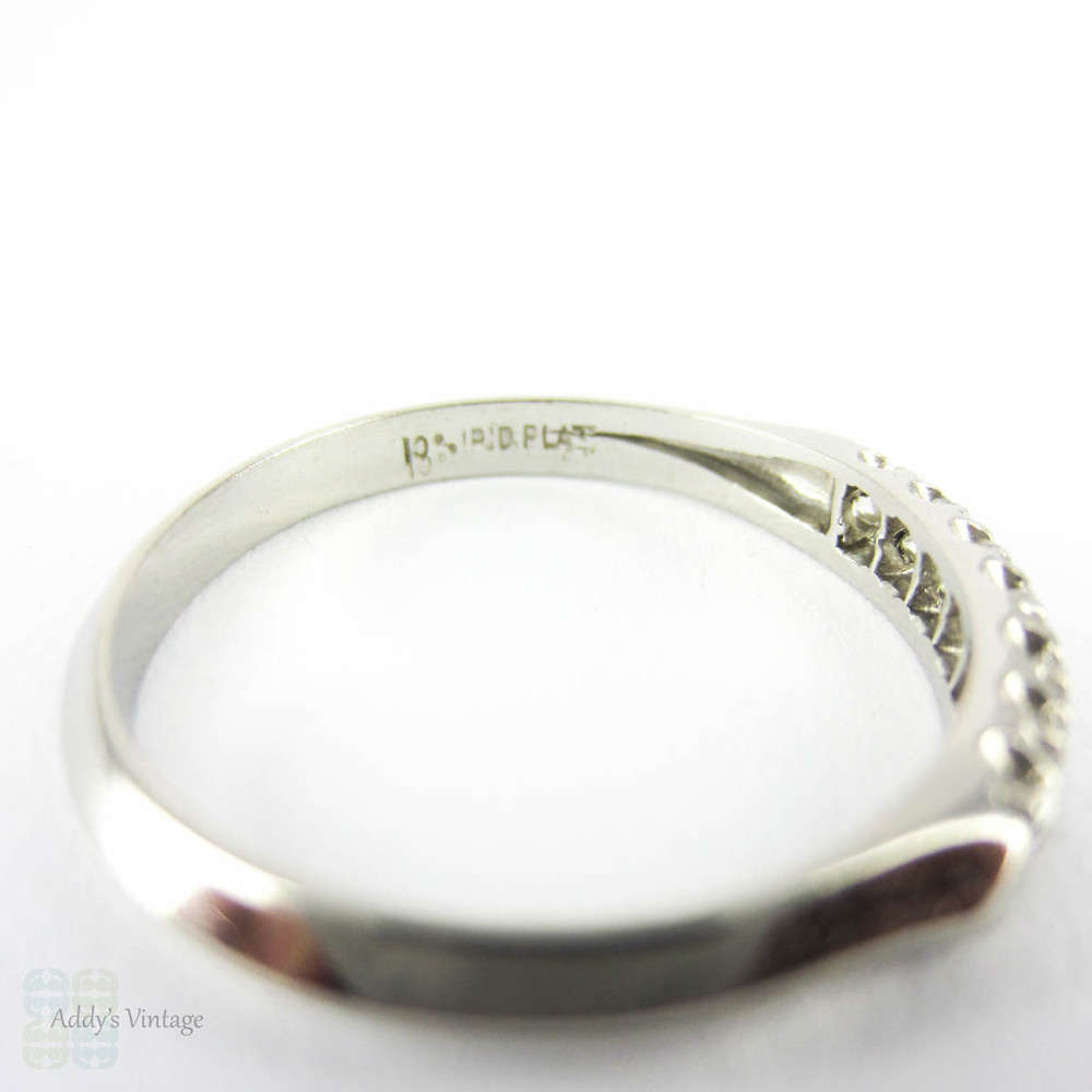 Vintage Diamond Wedding Ring, Platinum 7 Stone Half Hoop Ring with Knife Edge Shank, 0.24 ctw, Circa 1940s.