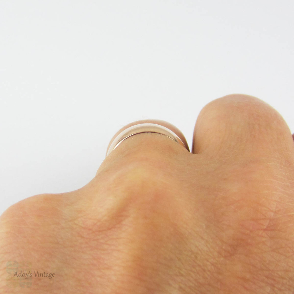 Antique Wide 9 Carat Rose Gold Wedding Ring, 1910s Ladies or Mens Wide Wedding Band. Size L.5 / 6.