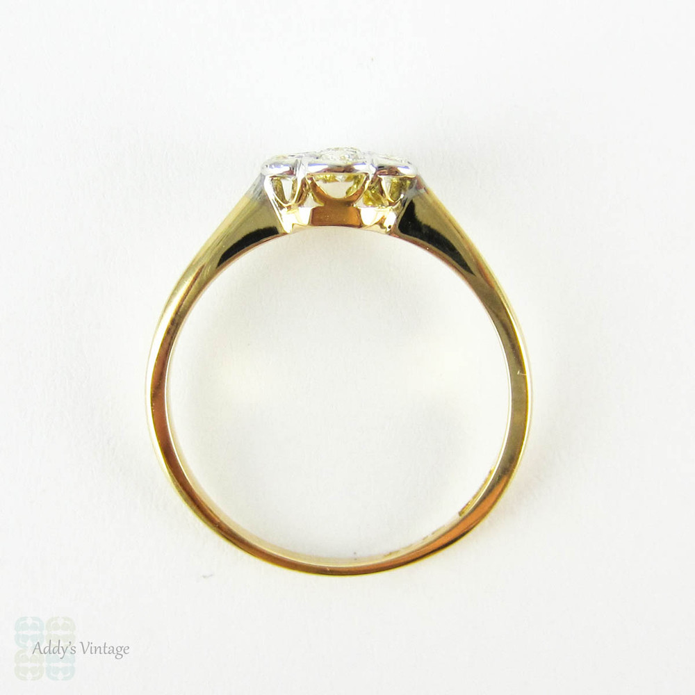 RESERVED. Vintage Daisy Engagement Ring, Flower Shape Diamond Cluster Ring. Circa 1940s, 18 Carat & Platinum.