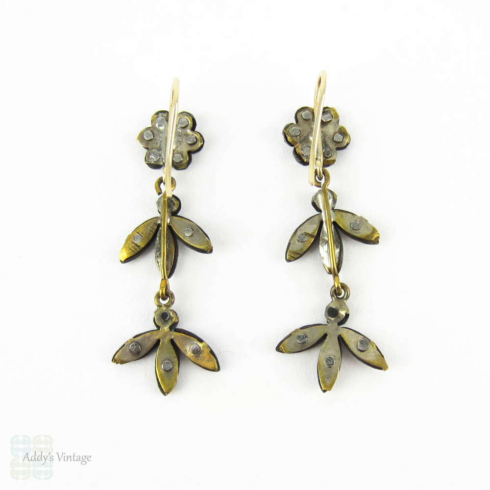 Antique Cut Steel Victorian Earrings, Cluster Cut Steel Hobnail Design and 9ct Gold Earwires, Circa 1880s.