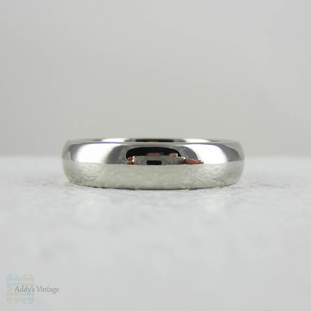 Classic Men's Platinum Wedding Band. Simple & Court Shape Heavy Platinum Wedding Ring, 5 mm wide, Q 1/2, 8 1/2.
