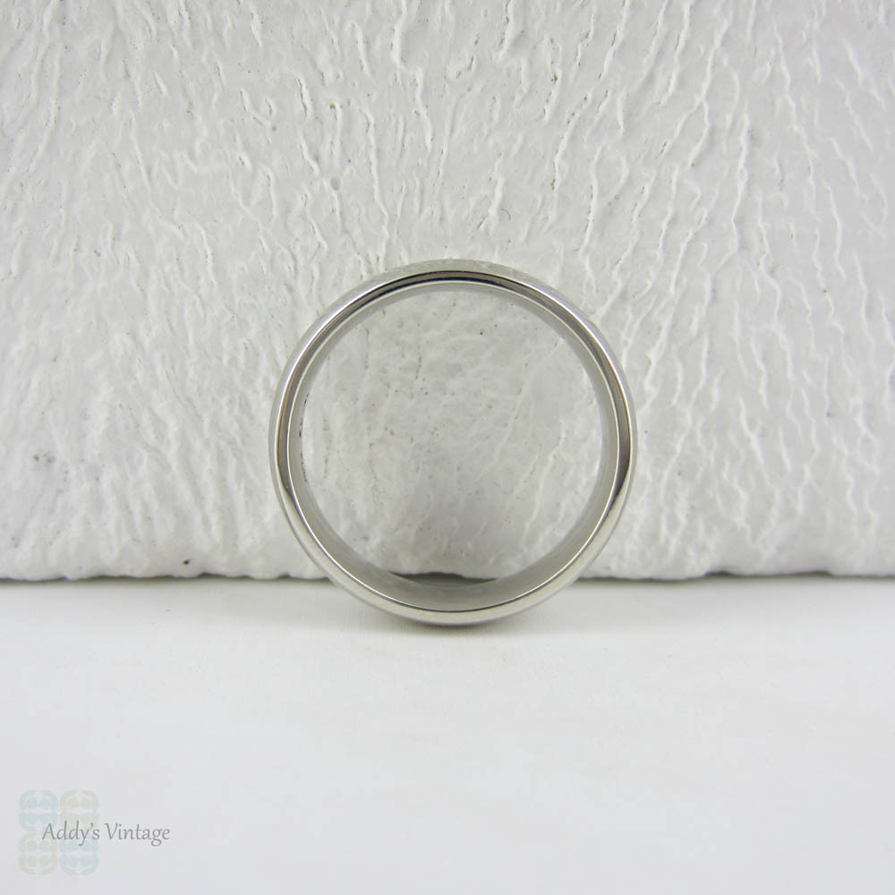 Classic Men's Platinum Wedding Band. Simple & Court Shape Heavy Platinum Wedding Ring, 5 mm wide, Q 1/2, 8 1/2.