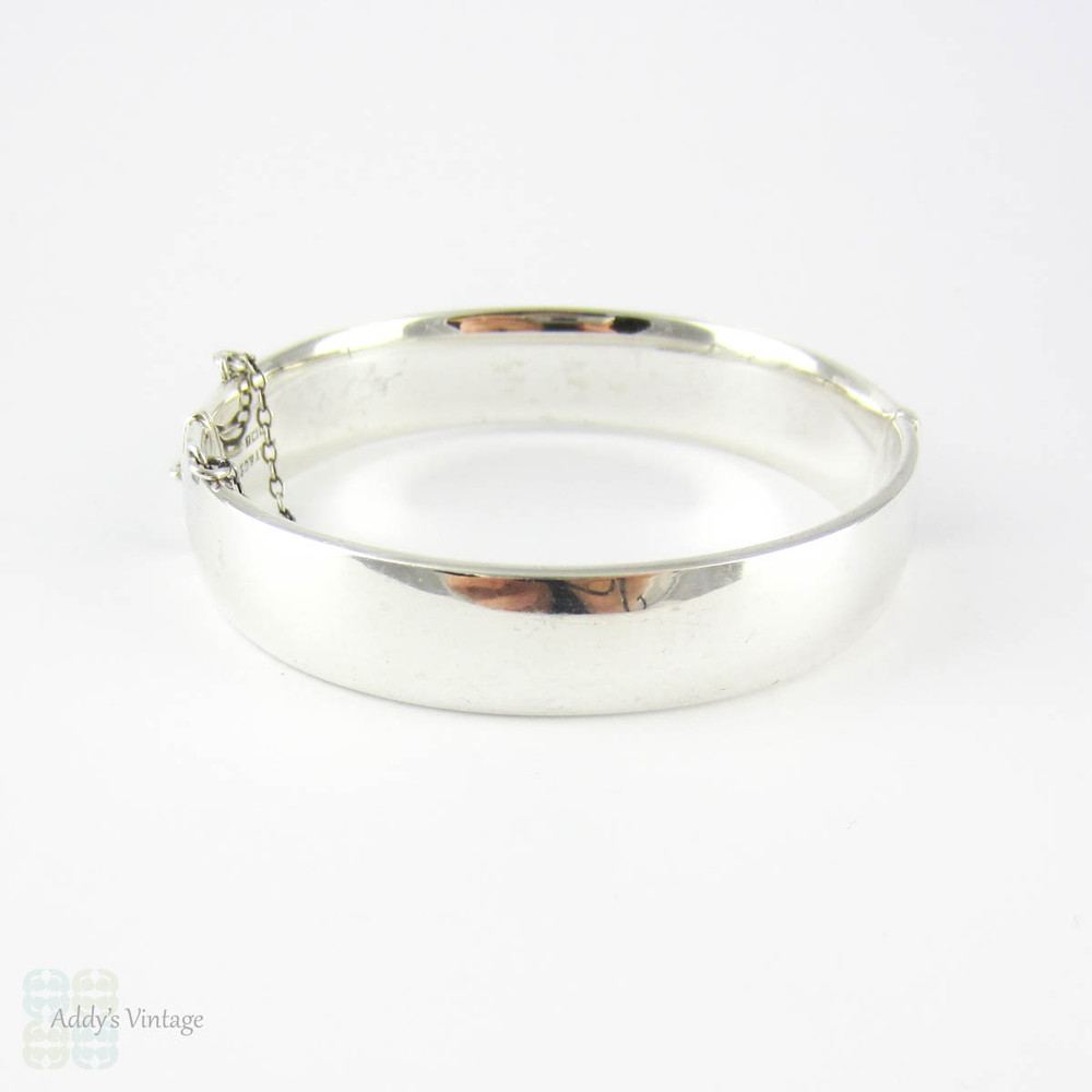 Mid Century Thistle Engraved Bangle Bracelet, Vintage Sterling Silver with 9ct Rose Gold Design. Circa 1960s, Scottish Flower.