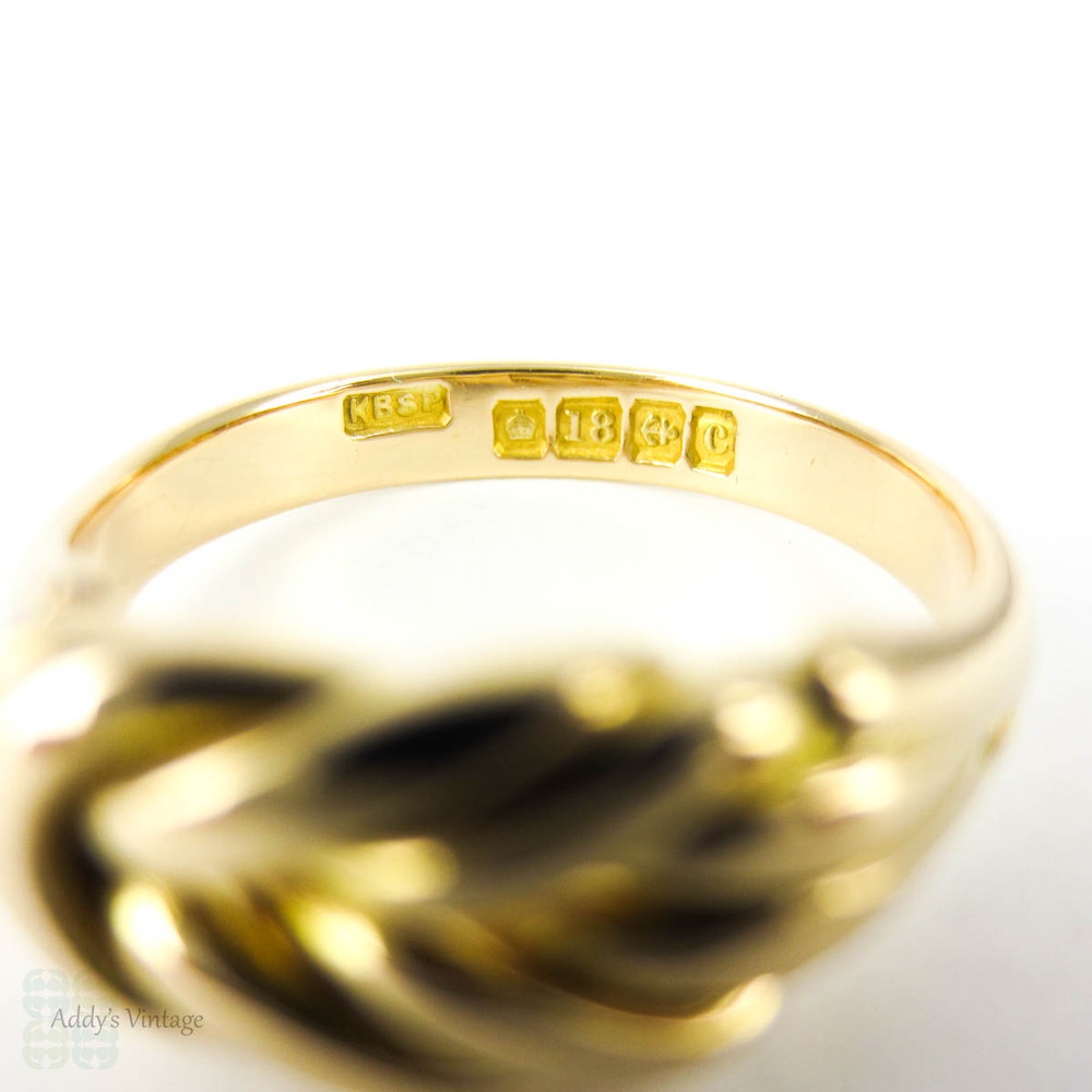 Antique Knot Keeper Ring, 18 Carat Yellow Gold Edwardian Lover's Knot Wedding Ring. Circa 1900, Size P / 7.75.