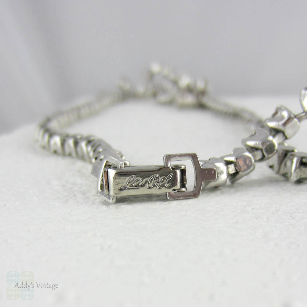 Vintage Rhinestone Necklace by La-Rel with Round, Pear and Oval Cut Rhinestones. Short Choker Wedding Necklace with Pear Drop, Circa 1950s.