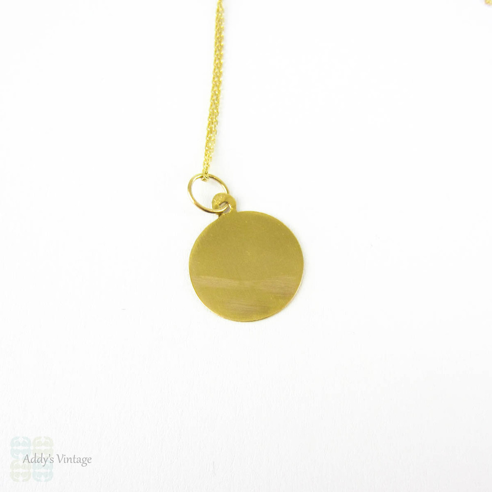 Vintage Enamel Flower Charm, Portugese Christening Token Pendant L'CA DE PRIMOS. 800 Yellow Gold & 9ct Chain, Circa 1970s.