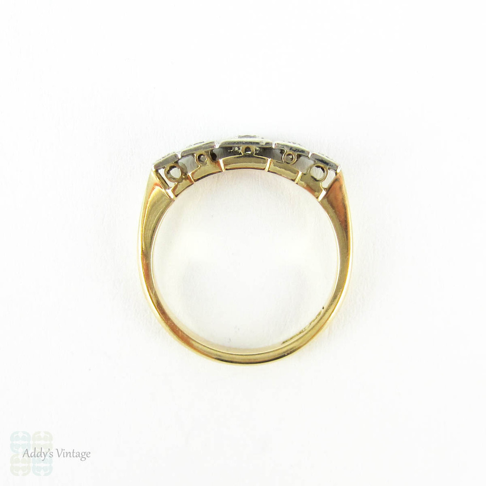 Five Stone Diamond Wedding Ring, Vintage Graduated Design Square Set Engagement Ring. Circa 1940s, 18ct PLAT.