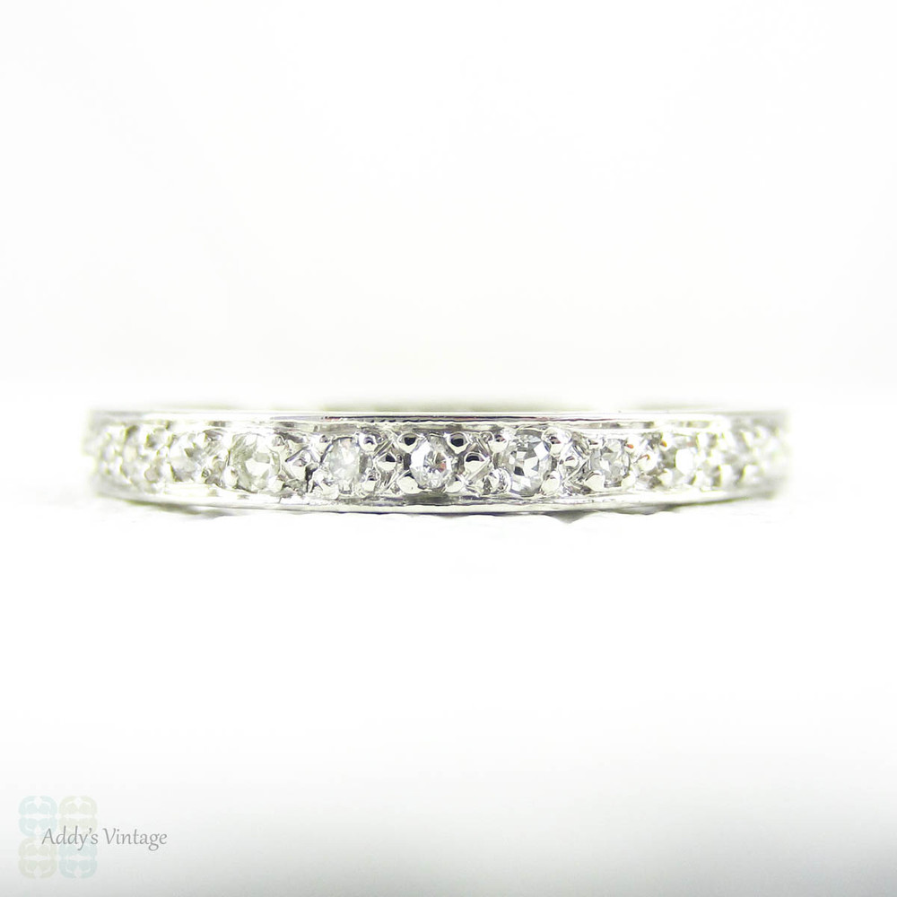 RESERVED. Antique Platinum Diamond Eternity Ring, Narrow 0.30 ctw Diamond Full Hoop Wedding Ring. Circa 1900s, Size L.5 / 6.