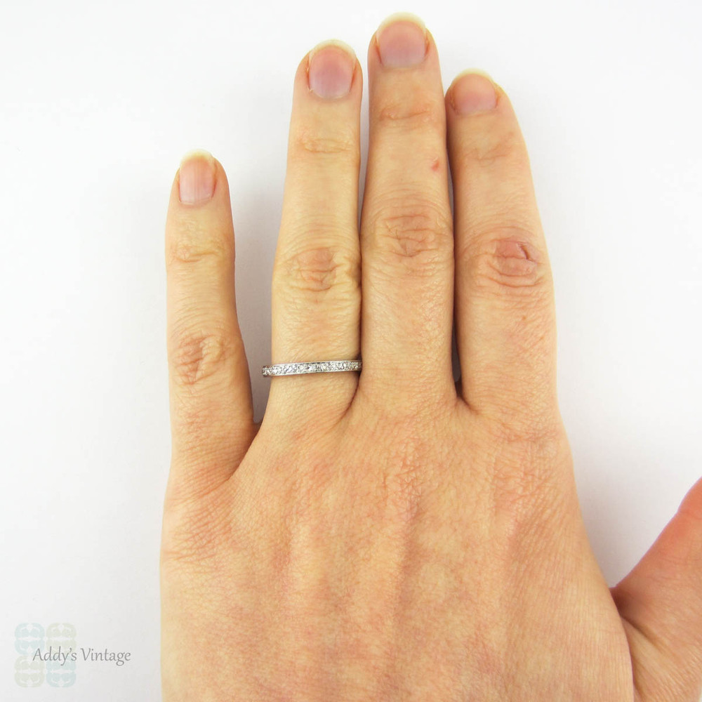 RESERVED. Antique Platinum Diamond Eternity Ring, Narrow 0.30 ctw Diamond Full Hoop Wedding Ring. Circa 1900s, Size L.5 / 6.