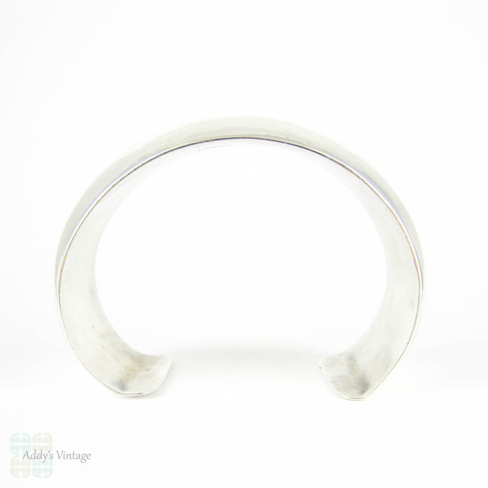 SALE Vintage Sterling Silver Cuff Bracelet, Heavy Domed Mid 20th Century Simple Half Round Bracelet for Small Wrist.