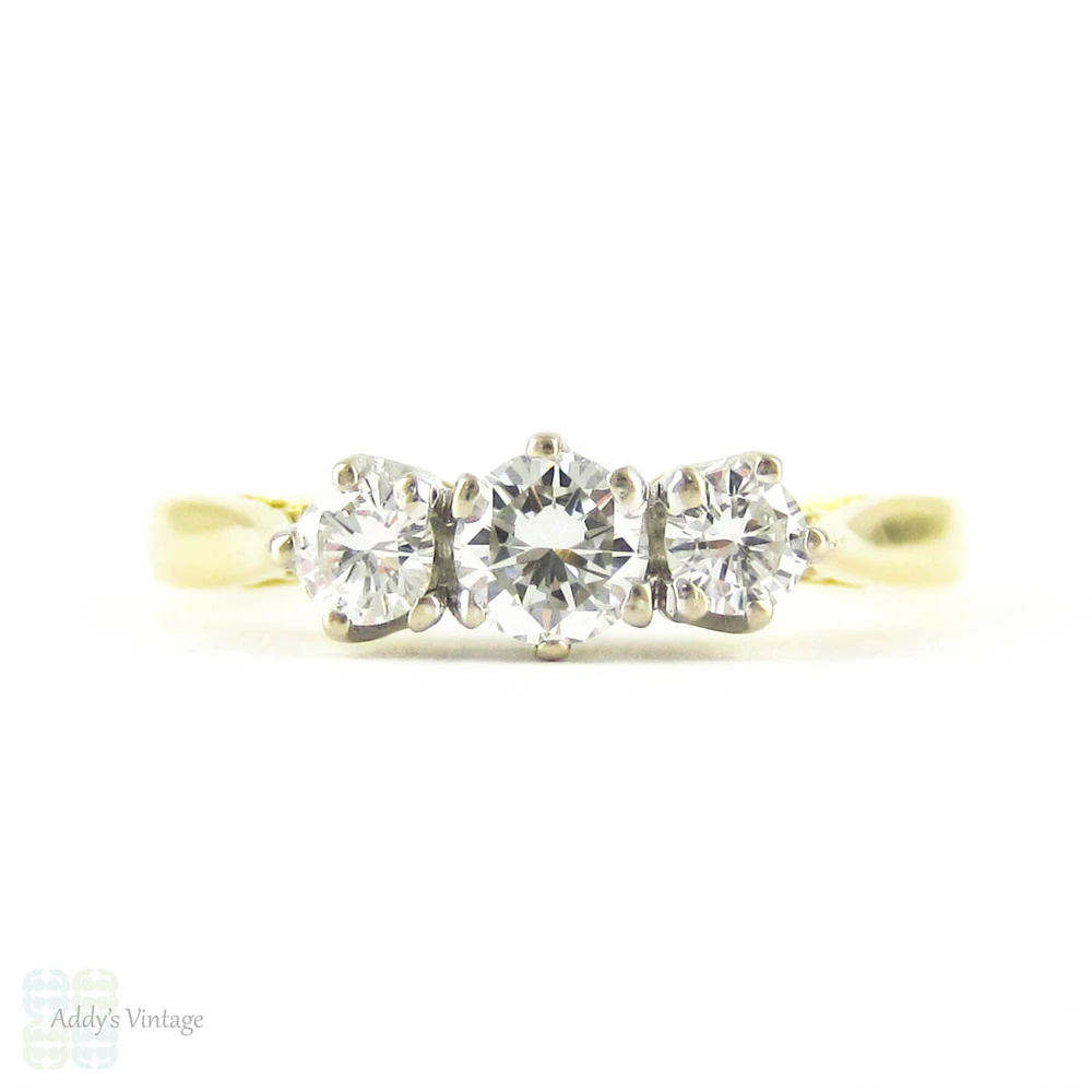 Vintage Three Stone Diamond Engagement Ring, 0.33 ctw Round Brilliant ...