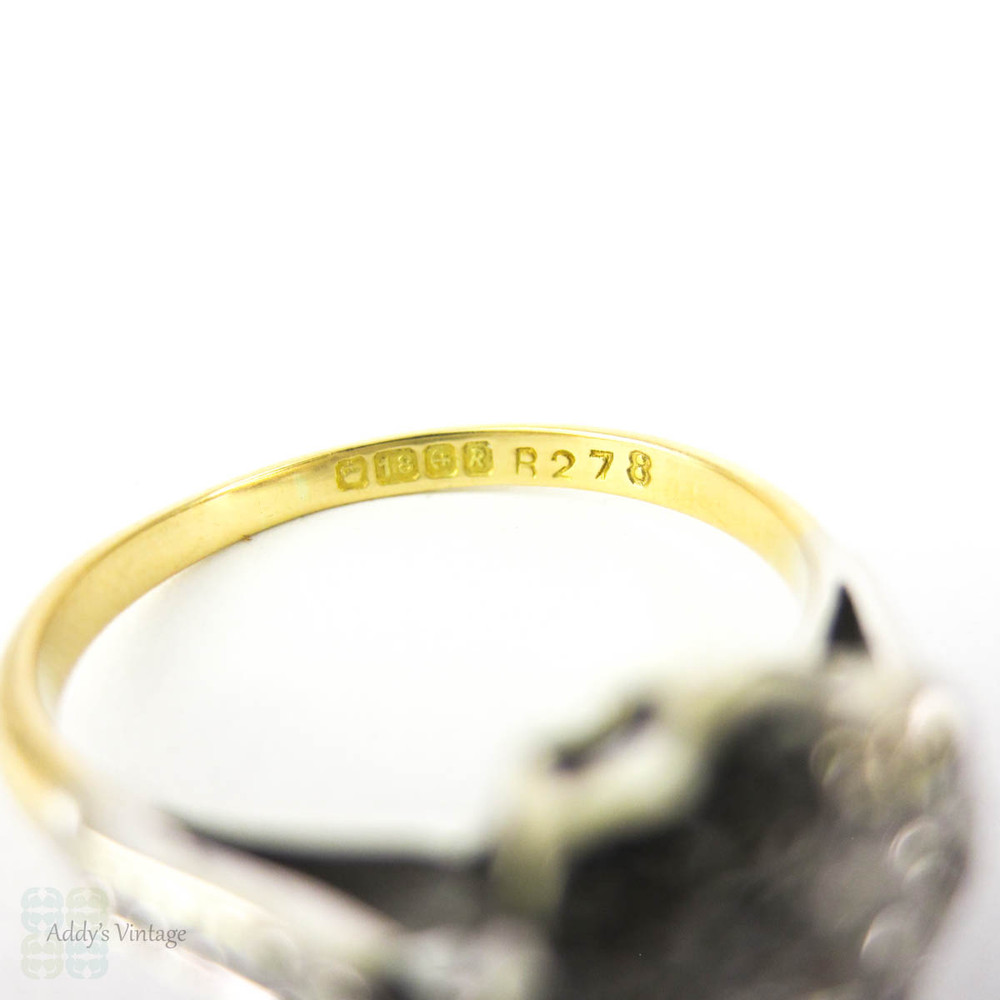 Vintage Diamond Engagement Ring, Daisy Flower Shape Cluster Ring with Engraved Setting. Circa 1960s.