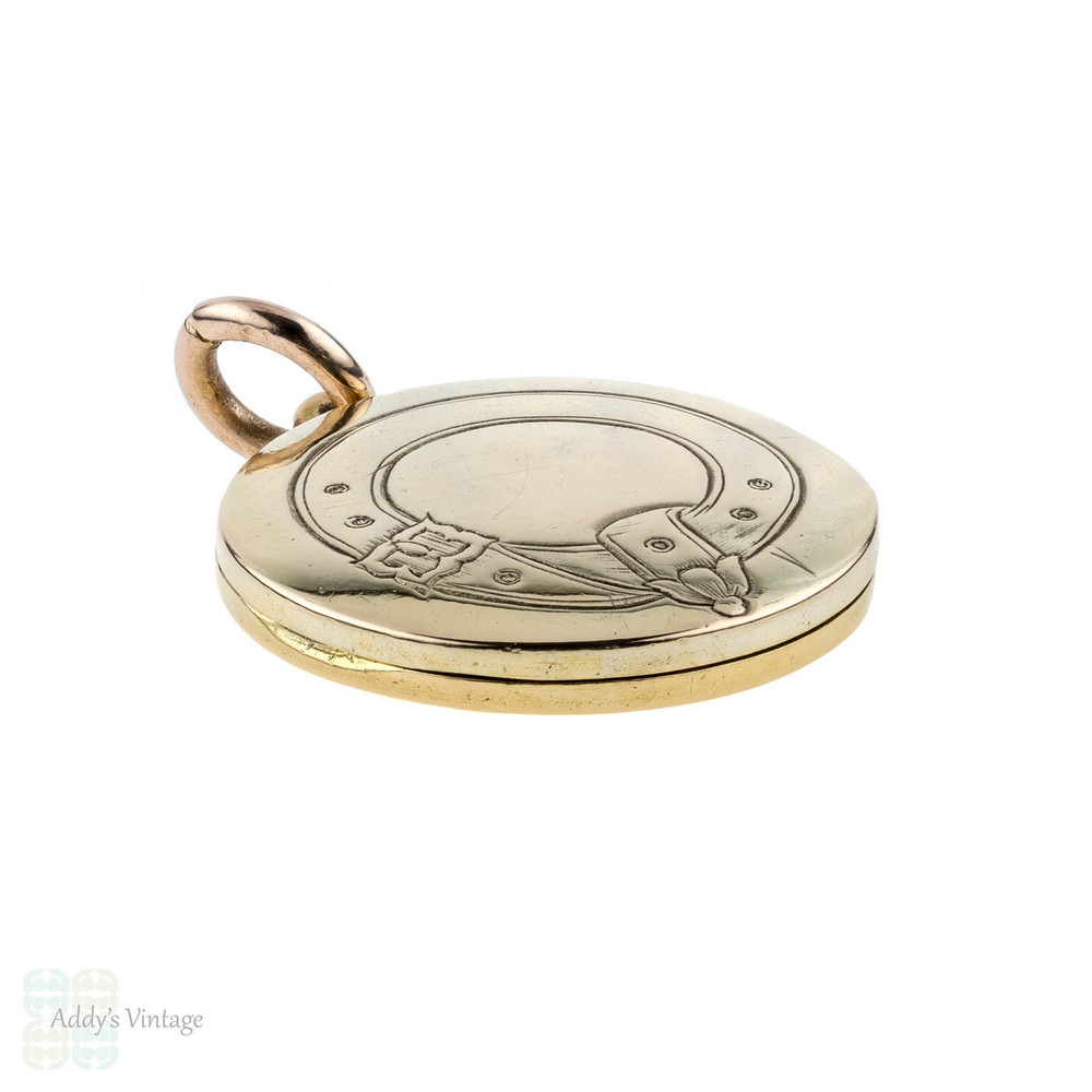 Victorian 15ct Buckle Locket. 15k Antique 1850s Small Hair Memorial Pendant.
