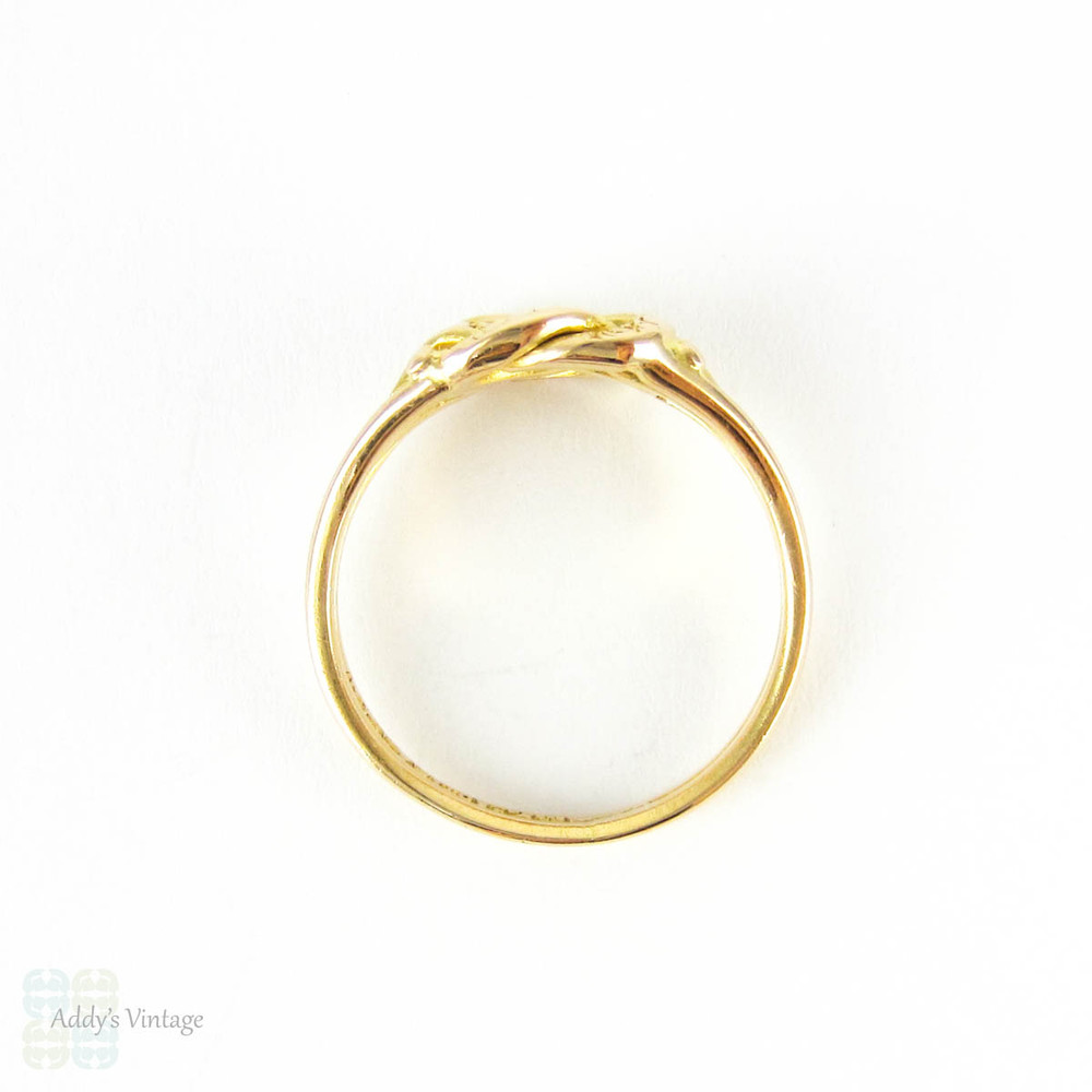 Edwardian 18ct Lover's Knot Ring, Intertwined Chased Double Knot Ring. Chester 1901, Size Q / 8.25.
