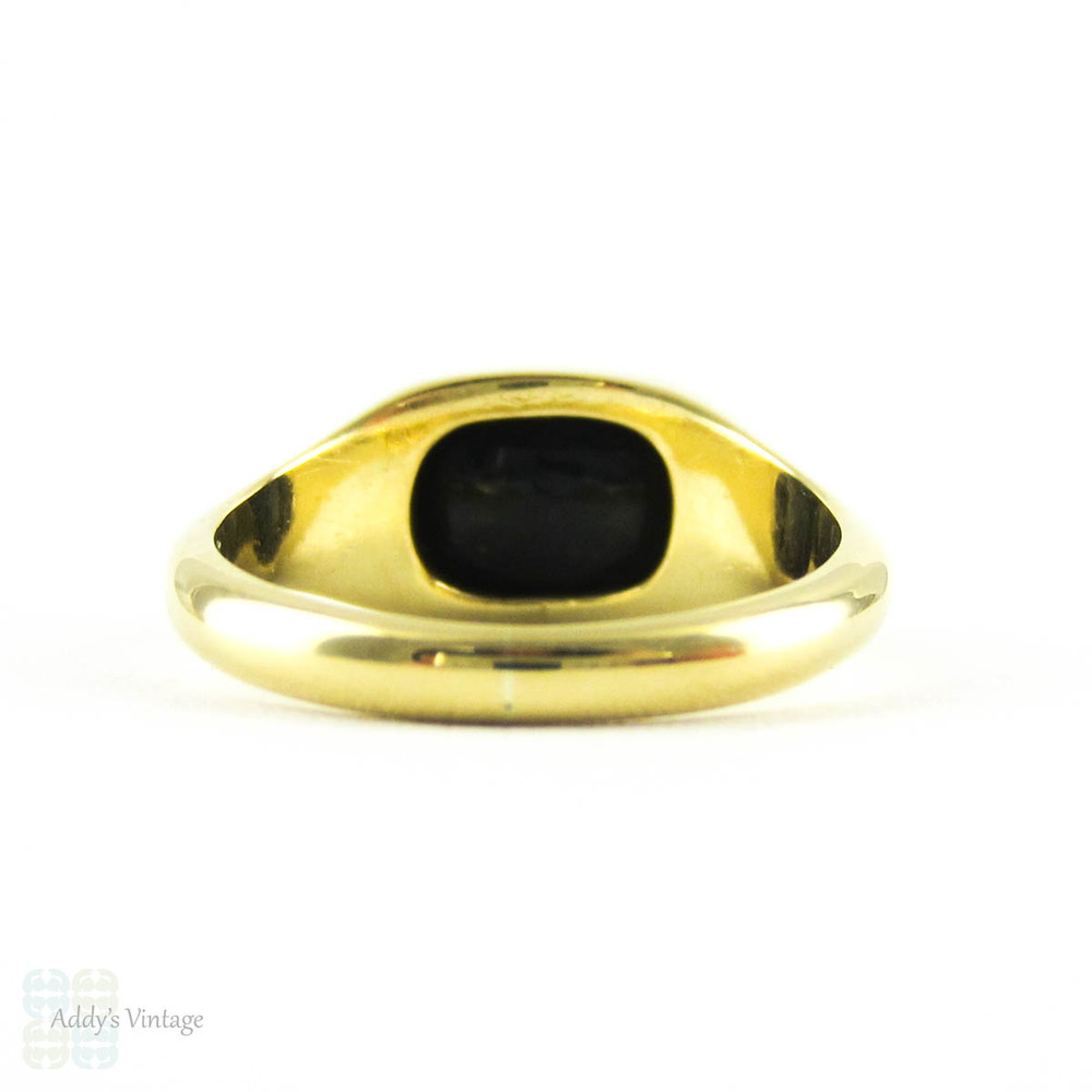 Bloodstone 18ct Signet Ring, Art Deco 1920s Yellow Gold Blank Men's or Women's Signet Ring.
