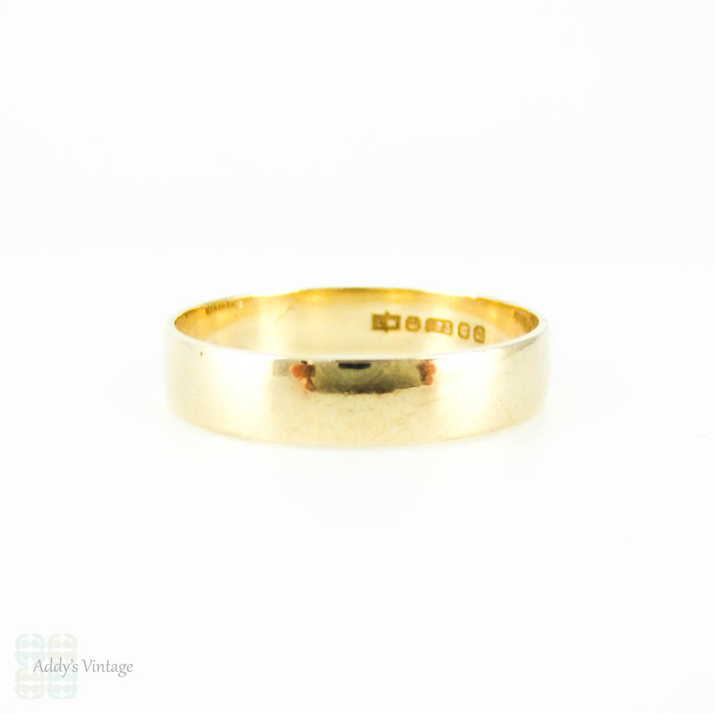 9ct Gold Wedding Ring, Vintage Ladies Medium Width Simple & Classic Wedding Band. Circa 1990s, Size M / 6.25.