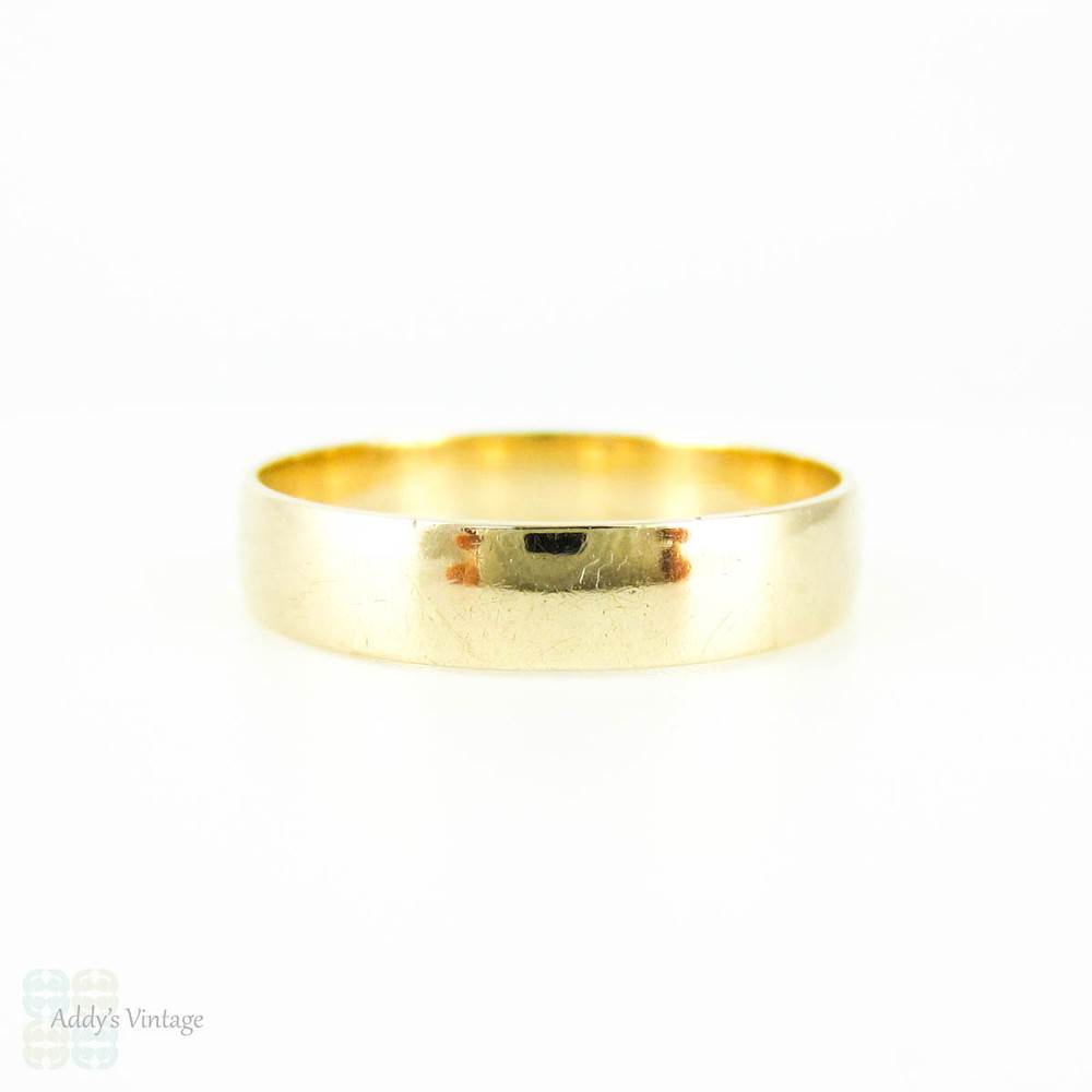 9ct Gold Wedding Ring, Vintage Ladies Medium Width Simple & Classic Wedding Band. Circa 1990s, Size M / 6.25.