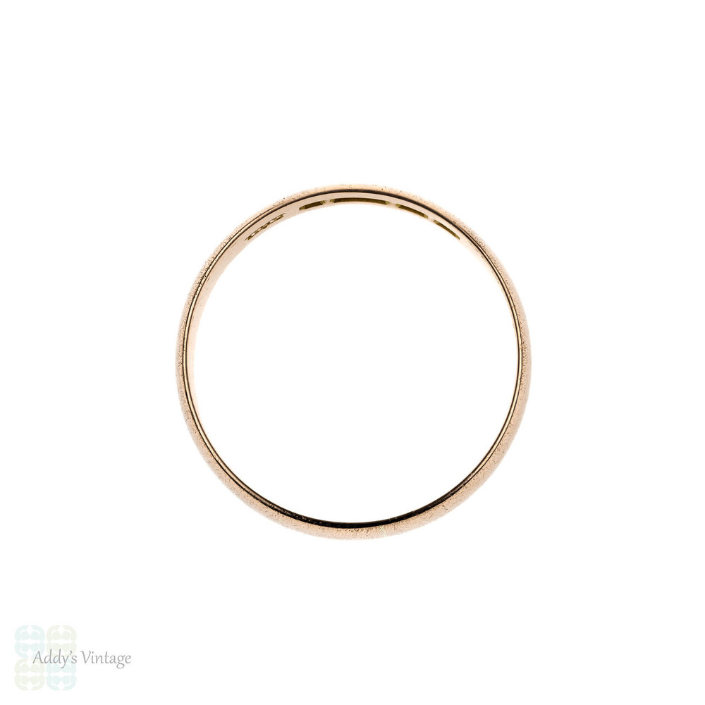 Antique 9ct Gold Wedding Ring, Circa 1910s Wide Rose Gold Men's or Women's D Profile Band. Size R / 8.75