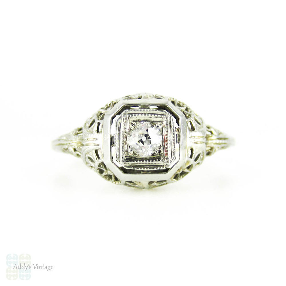 Designer Platinum Diamond Engagement Ring with Antique Style FIligree –  Prospect Jewelers