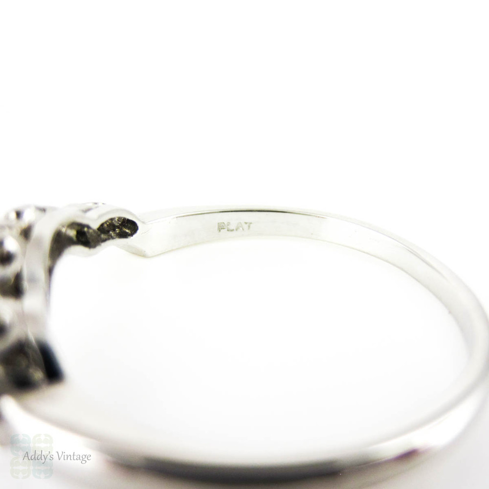 Art Deco Curved Wedding Ring, Platinum & Diamond Shaped Wedding Band. Circa 1930s.