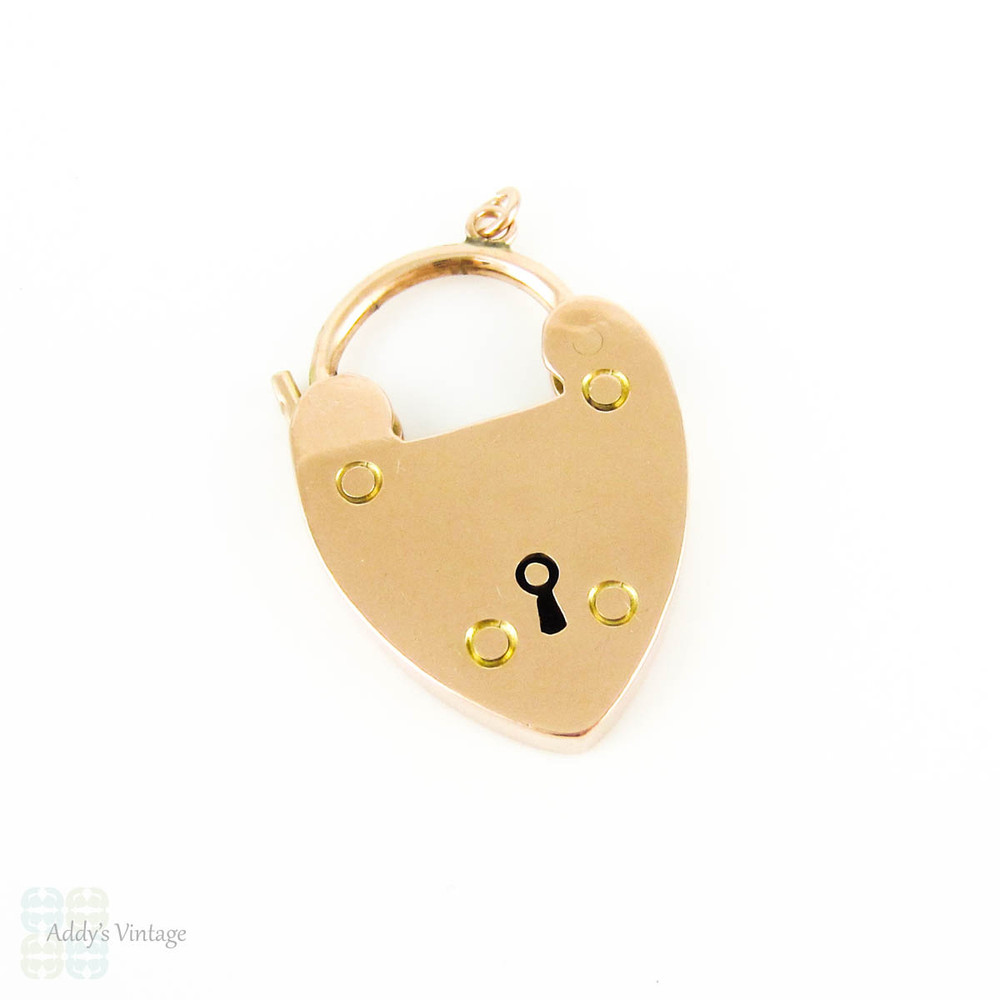 Antique Brass Heart Lock Necklace