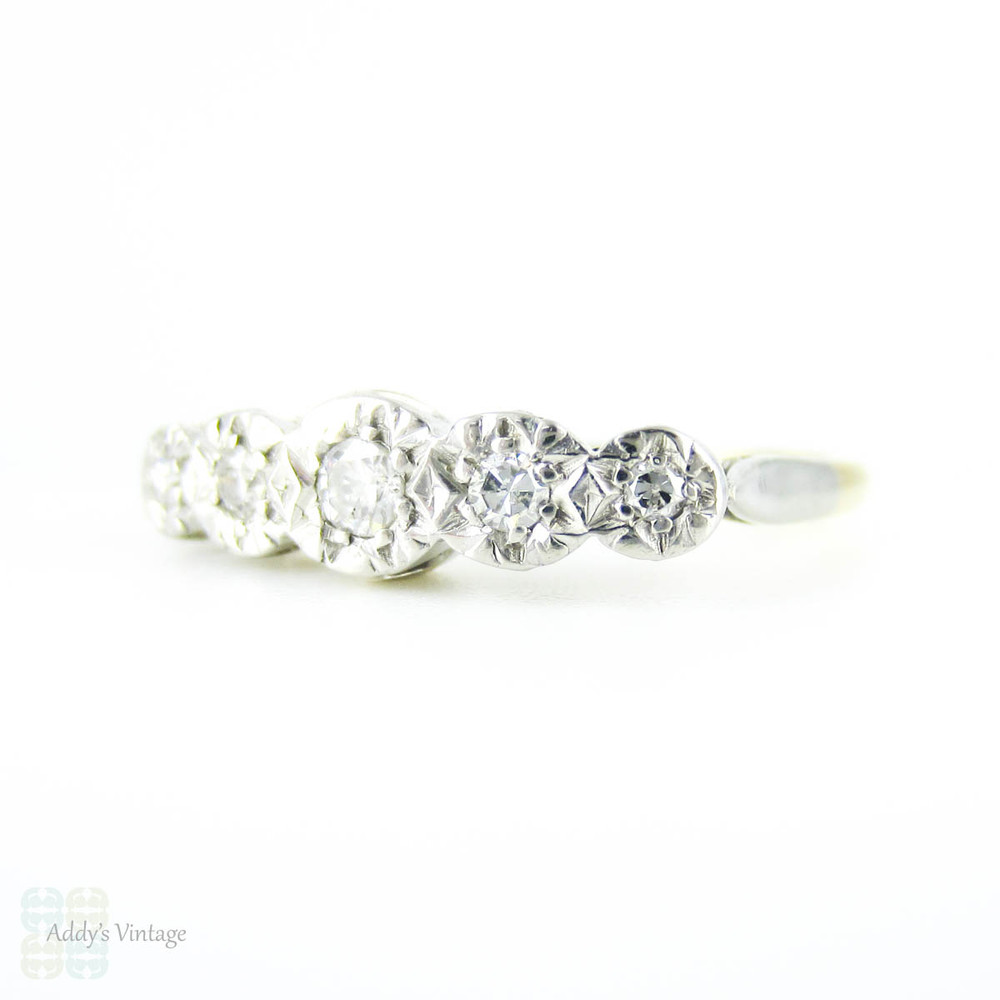 Vintage Five Stone Diamond Ring, Graduated Diamond Engagement Ring. Circa 1920s, 18ct & Platinum.