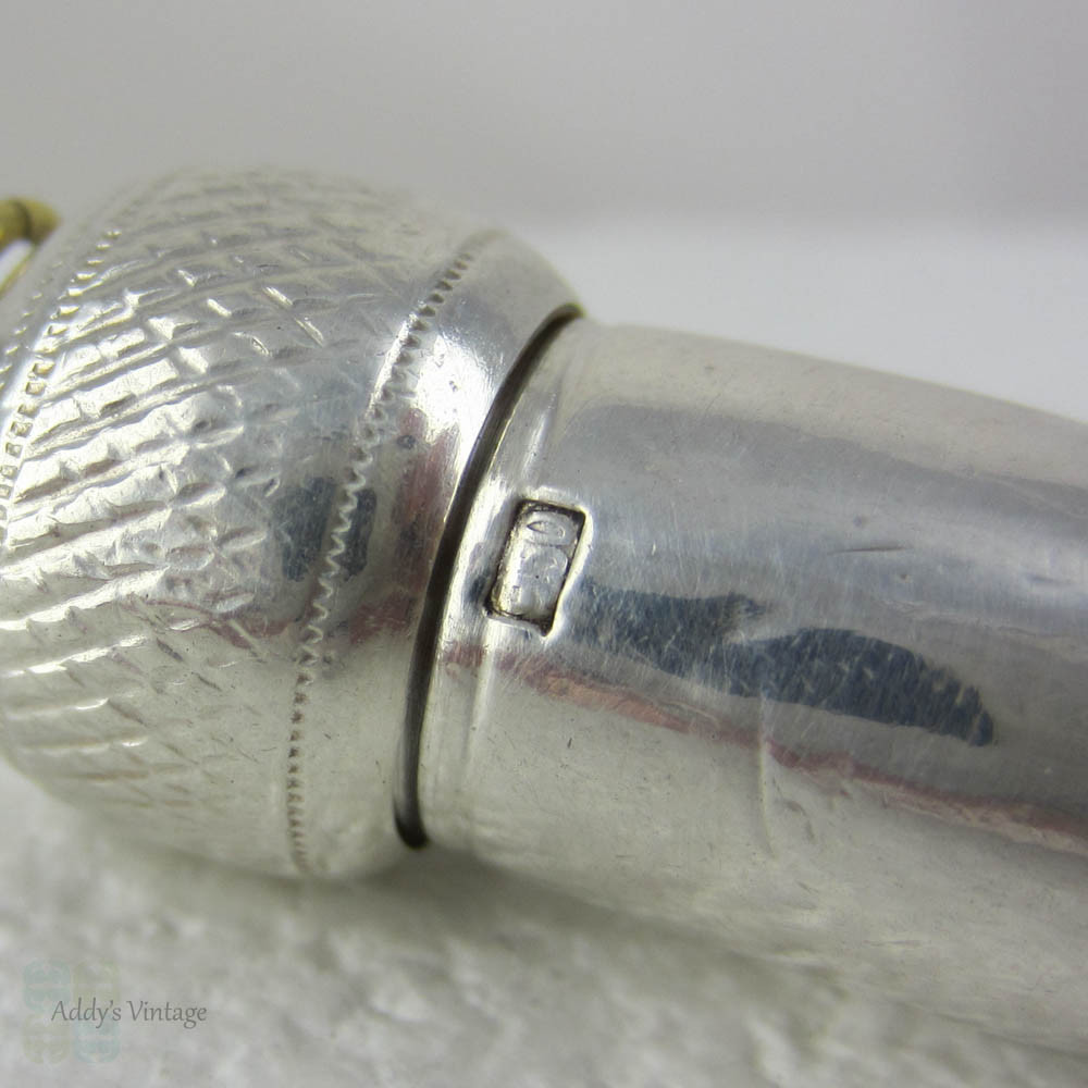 Antique Sterling Silver Acorn Pendant. Charm with Screw Top, Snuff Holder.