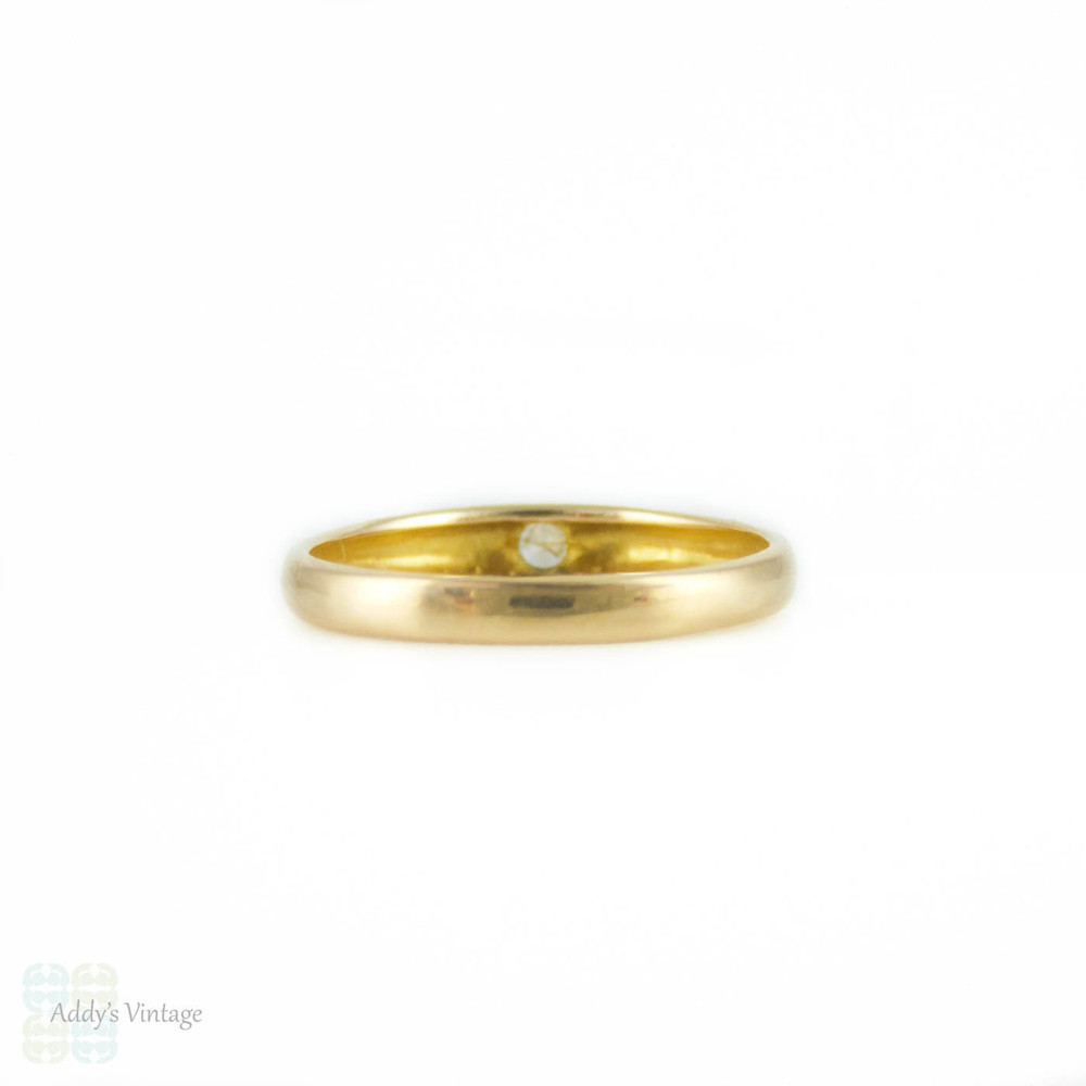 Gypsy Set Diamond Ring, Vintage 18ct Yellow Gold Single Stone Wedding Band.