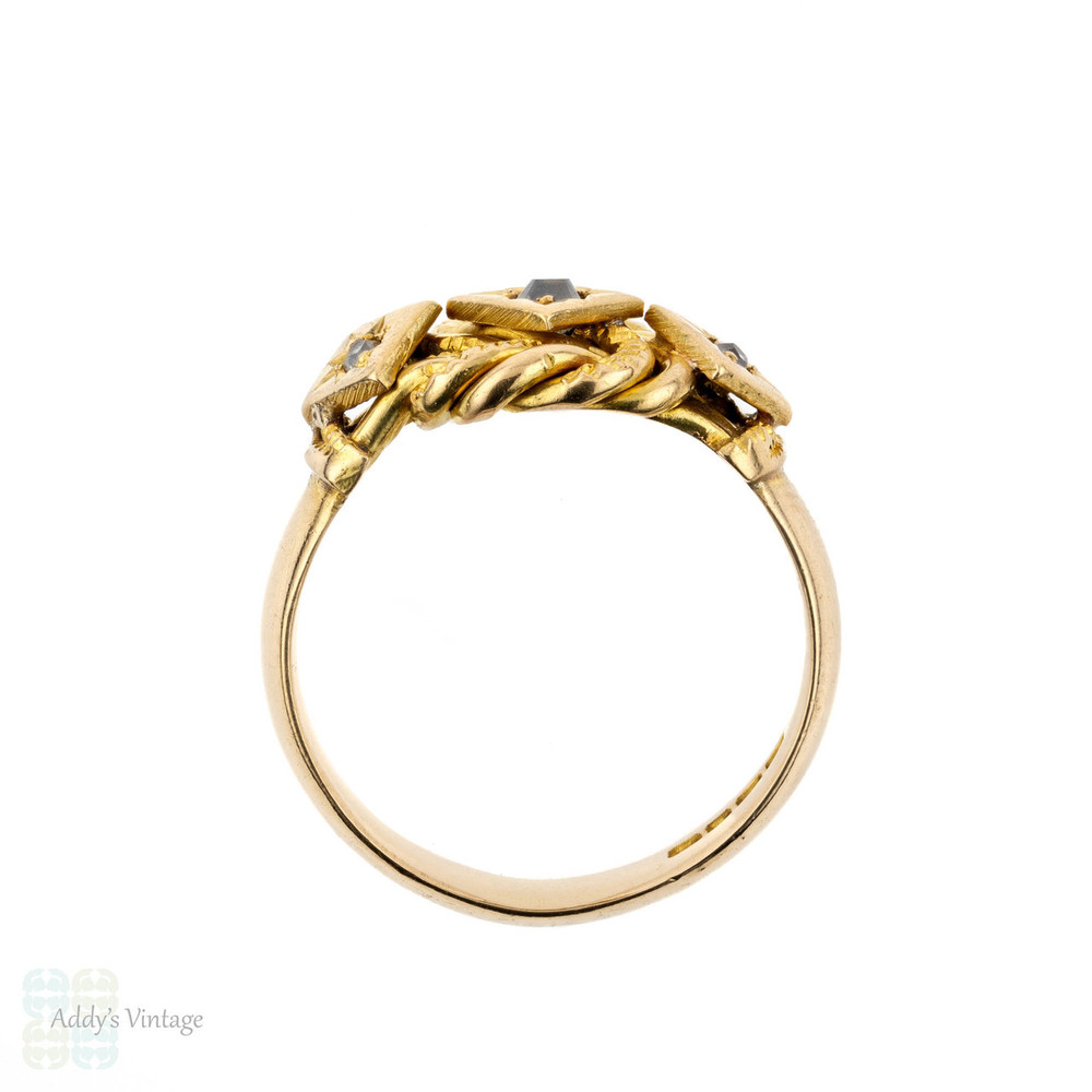 Antique Diamond Knot Ring, Engraved 1910s Knot Ring. Full