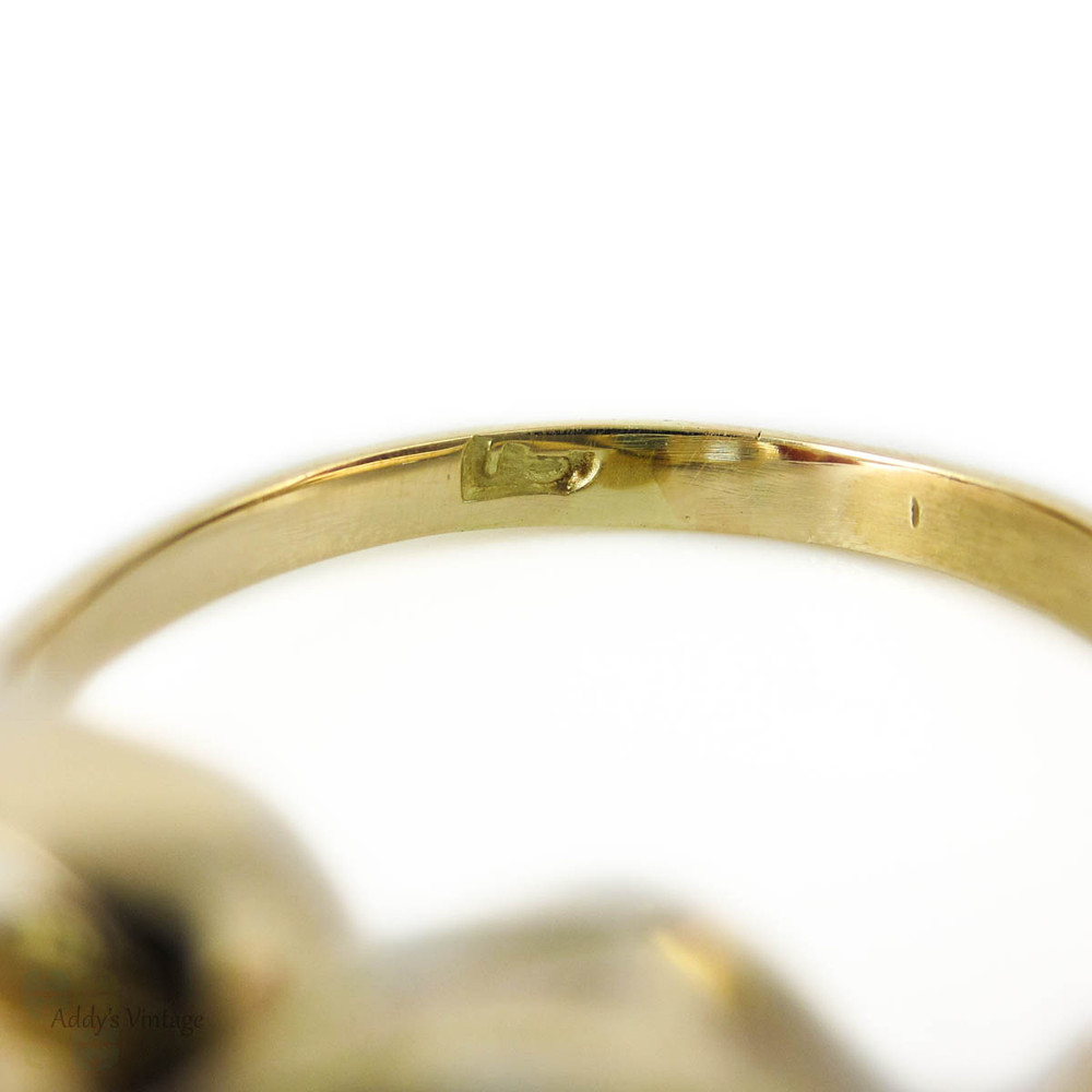 Blue Zircon Toi et Moi Ring, Art Deco 14k Yellow Gold Crossover Design Ring.