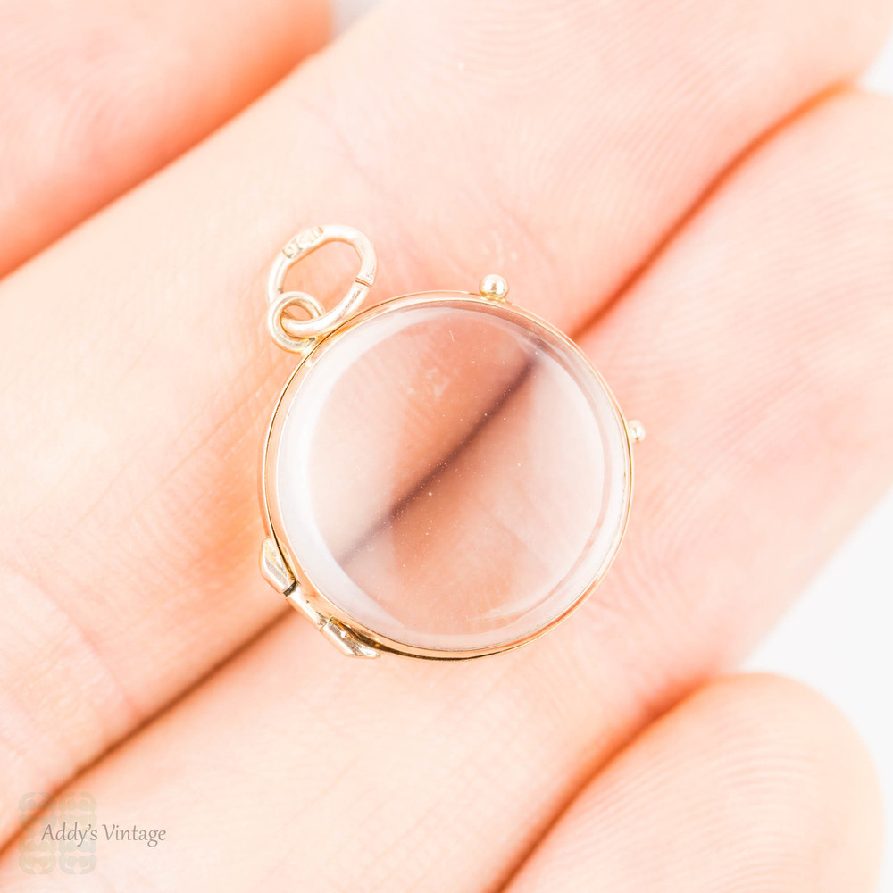 Antique 9ct Crystal Locket, Pools of Light Rock Crystal Pendant.