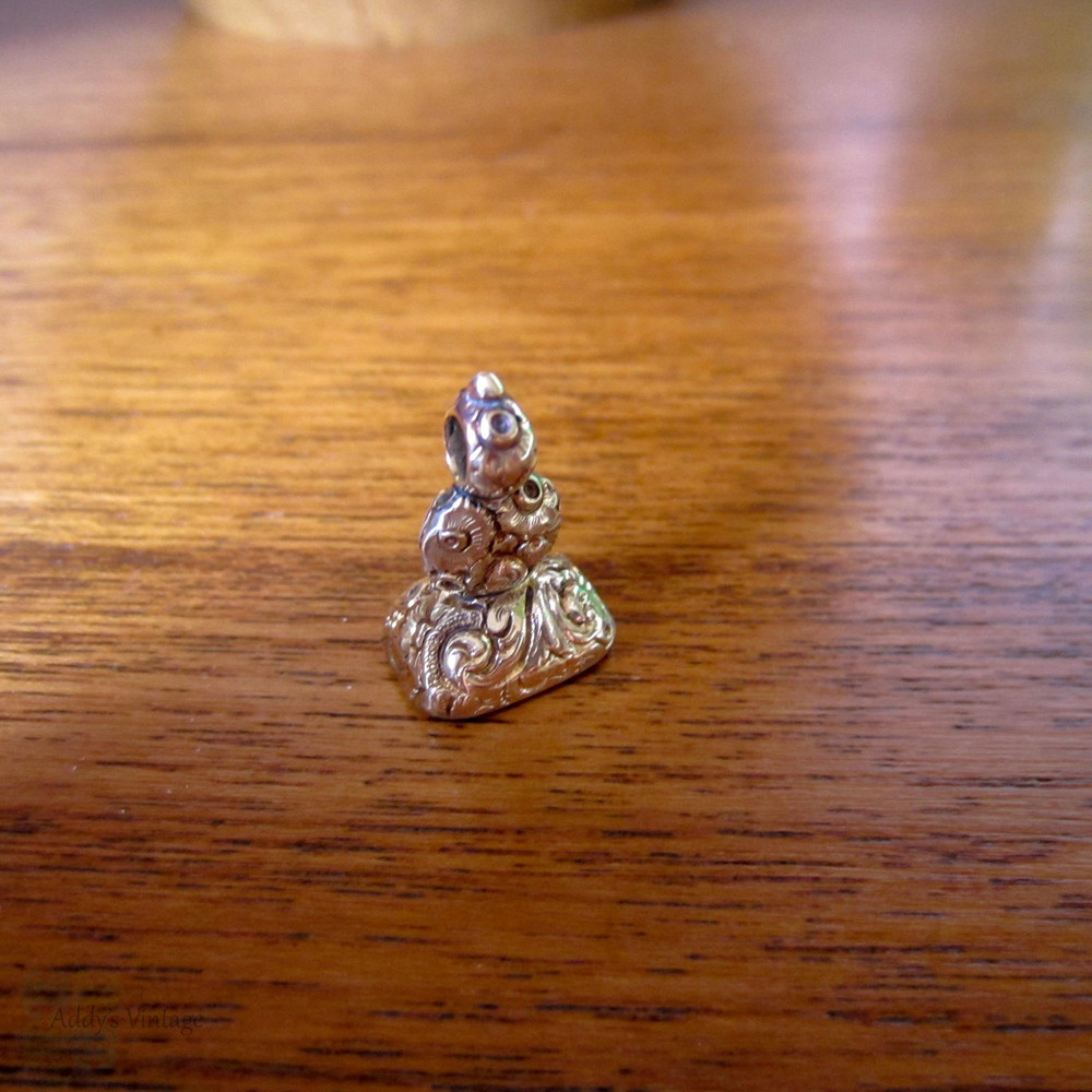 Victorian 15ct Gold Witch Watch Fob, "All Have Their Hobbies" Chalcedony Seal.