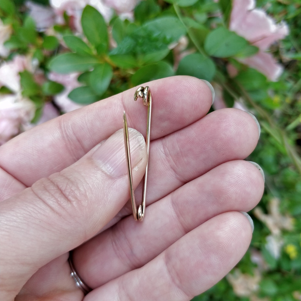 Antique Edwardian 9ct Rose Gold Safety Pin Brooch, Chester 1900s