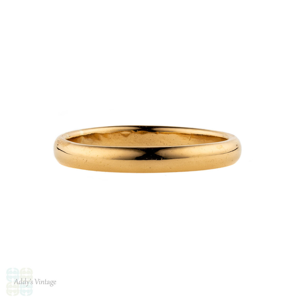 Victorian 22ct Gold Wedding Ring, Ladies D Profile 22k Band. Circa 1850s, Size Q.5 / 8.5.