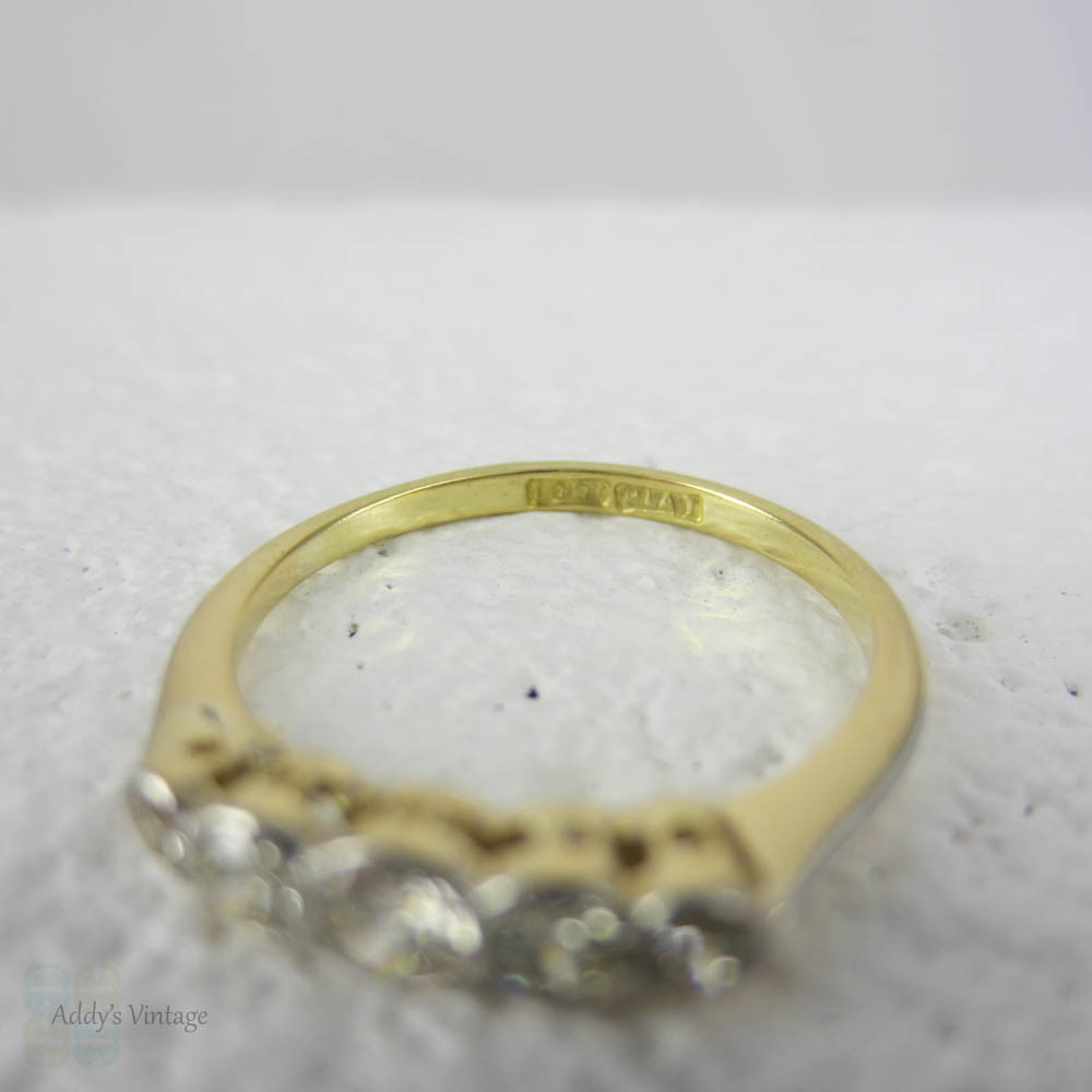 Graduated Five Stone European Cut Diamond Wedding Ring. Early 20th