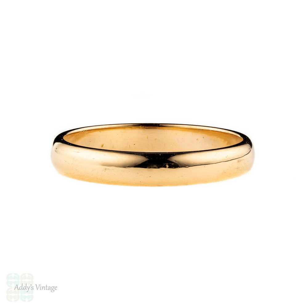 Victorian 22ct Gold Wedding Ring, Antique Ladies D Profile 22k Band. Circa 1850s, Size L / 5.75.