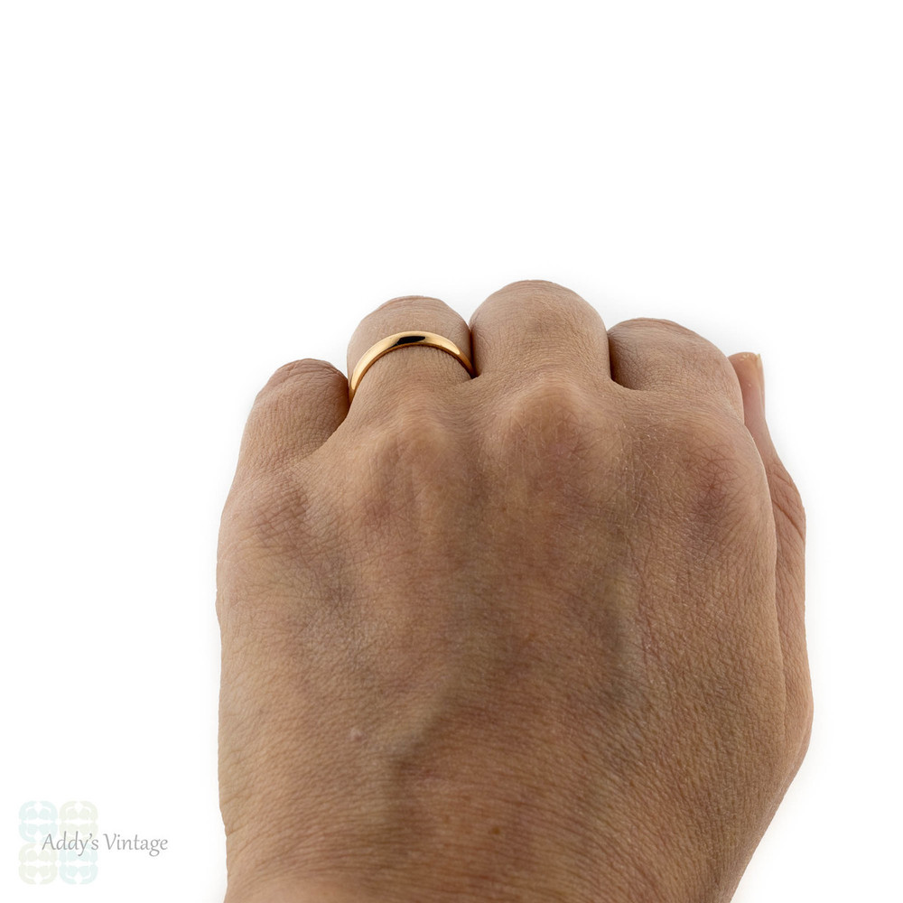 Victorian 22ct Gold Wedding Ring, Antique Ladies D Profile 22k Band. Circa 1850s, Size L / 5.75.