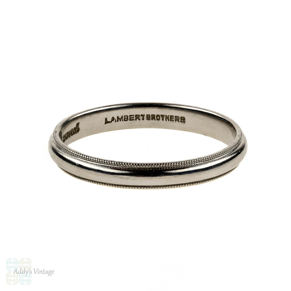 Platinum Milgrain Wedding Ring, Vintage ArtCarved Lambert Brothers Ladies Band. Size L / 5.75.