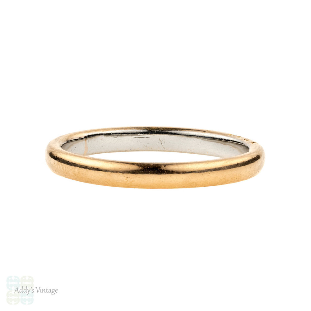 Vintage 22ct & Platinum Wedding Ring, 1940s 22k Ladies Wedding Band. Size M / 6.25.
