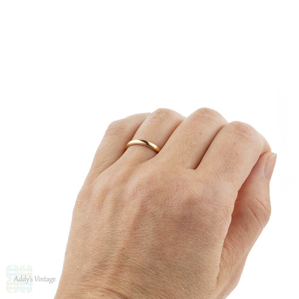 Vintage 22ct & Platinum Wedding Ring, 1940s 22k Ladies Wedding Band. Size M / 6.25.