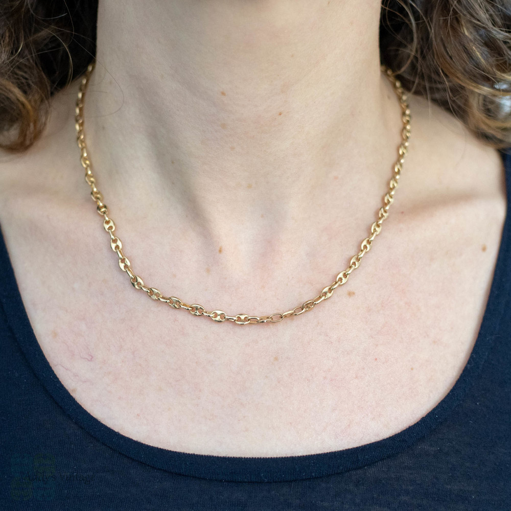 RESERVED Antique 9k Anchor Link Chain Necklace, 9ct Rose Gold