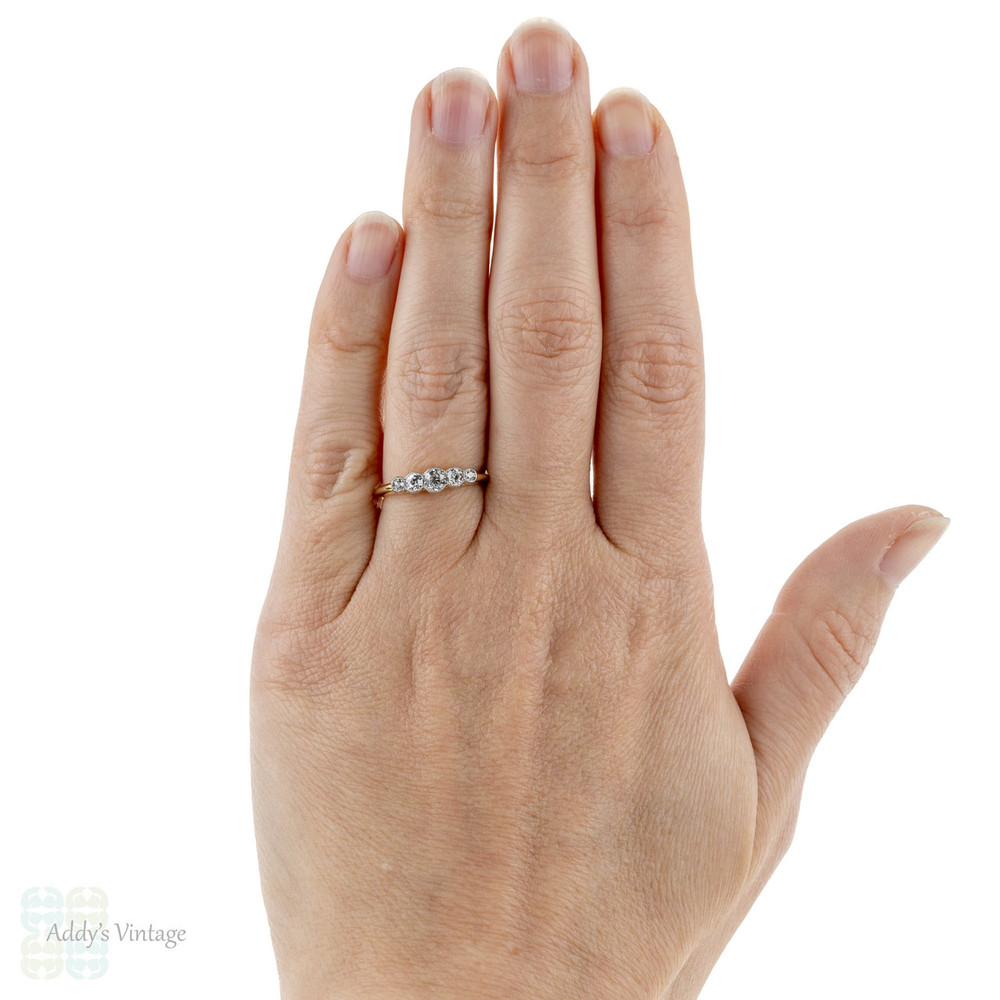 Edwardian Five Stone Old European Cut Diamond Engagement Ring, 0.40 ctw 18ct Yellow Gold.