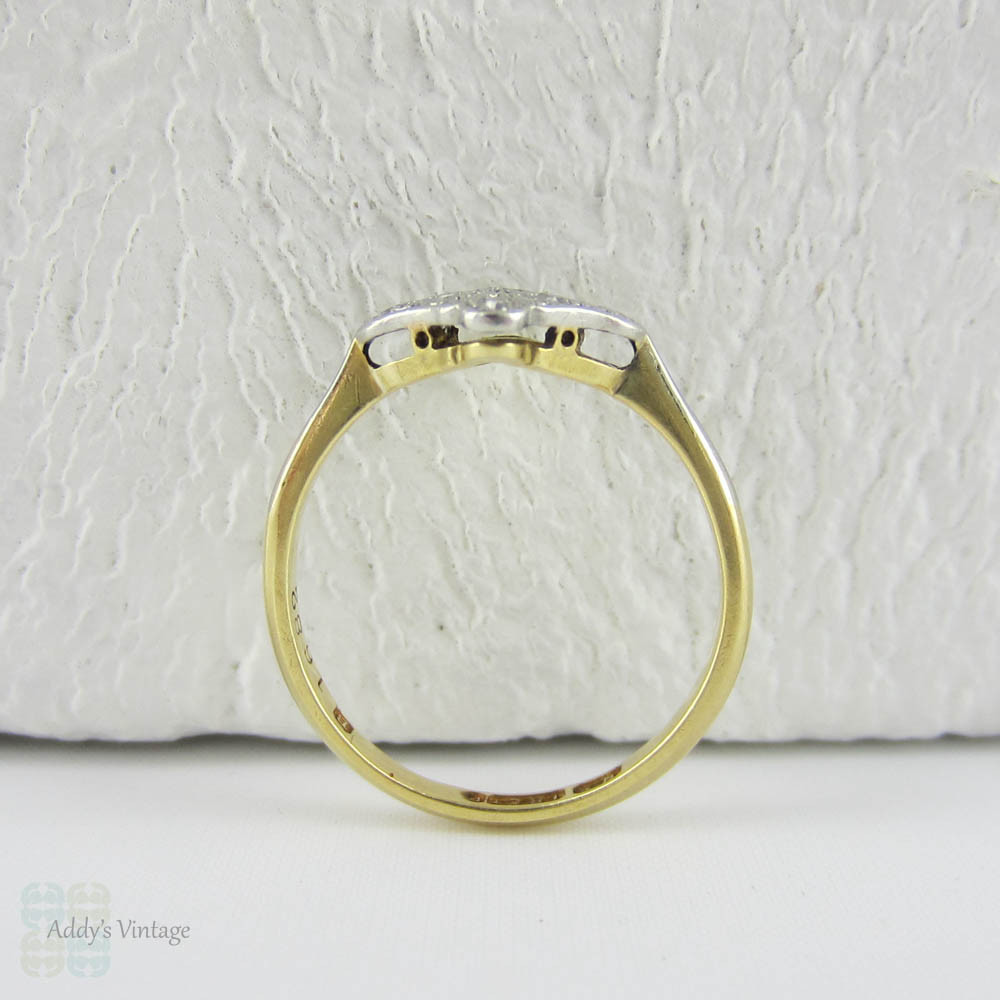 Art Deco Diamond Panel Ring. Small Geometric Shaped Diamond Cluster Ring, Circa 1910s - 1920s.