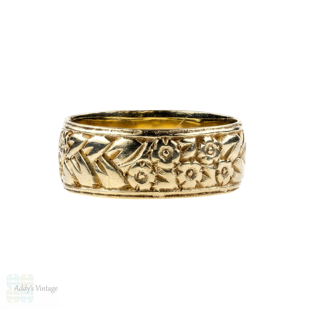 アクセサリー vintage 1960s 9k GOLD BAND RING Wishbone 9ct 9k Yellow Gold Band, Vintage 1960s Zig Zag