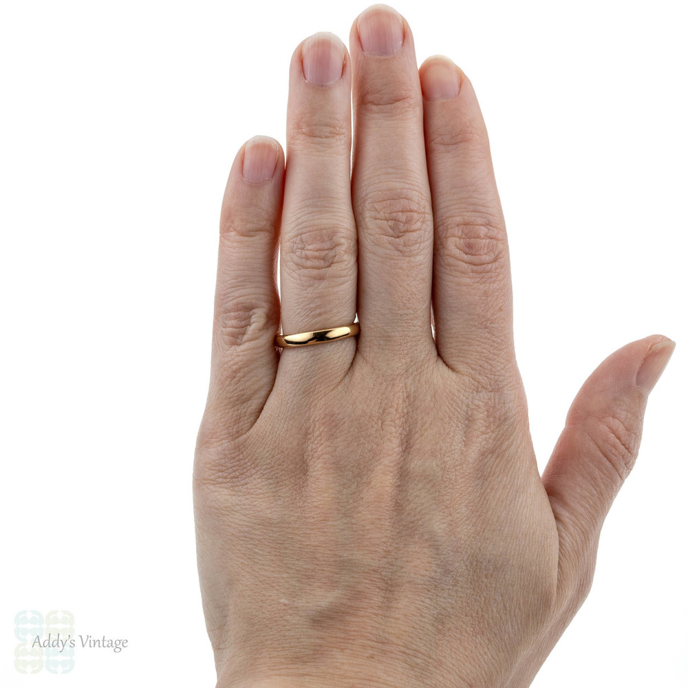 Art Deco 22ct Gold Wedding Ring, Ladies D Profile 22k Band. Circa 1930s, Size M / 6.25.