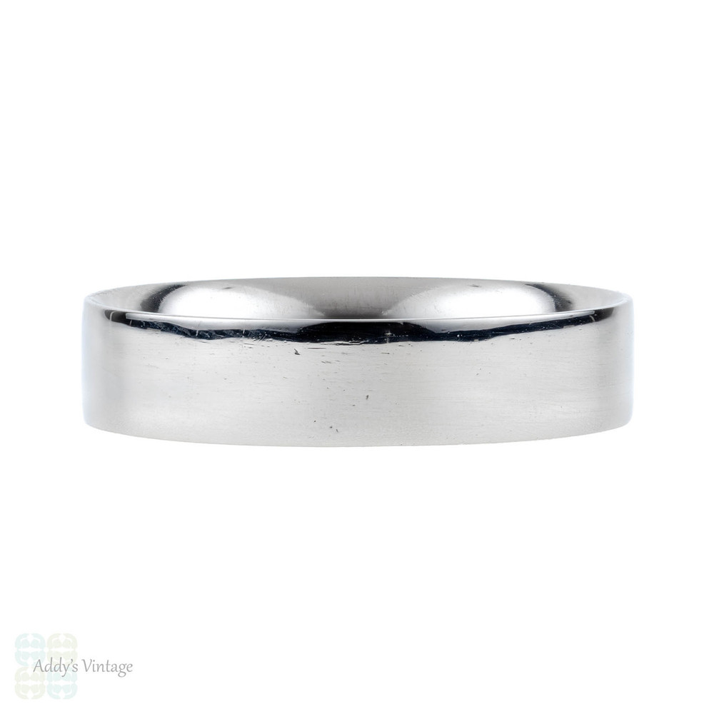 Men's Platinum Wedding Ring, 5mm Flat Court Classic Band. Size T / 9.5. -  Addy's Vintage