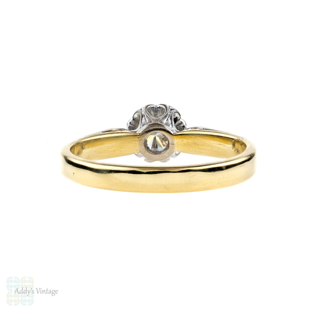 Vintage Diamond Solitaire Engagement Ring, 0.33 ct Single Stone. 18ct 18k Yellow Gold.